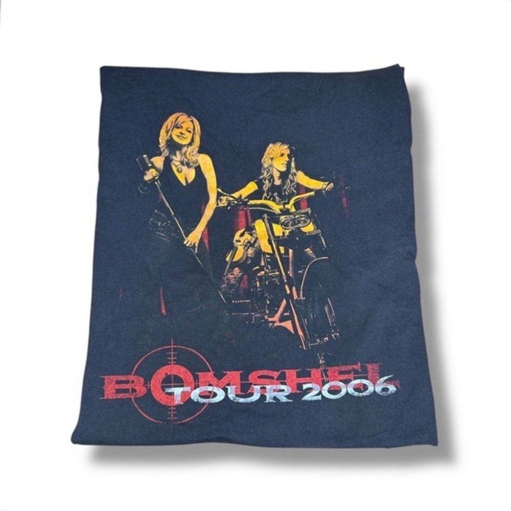 Vintage Bomshel 2006 Tour Black Graphic Music Tshirt Size Large - "Bradley"
